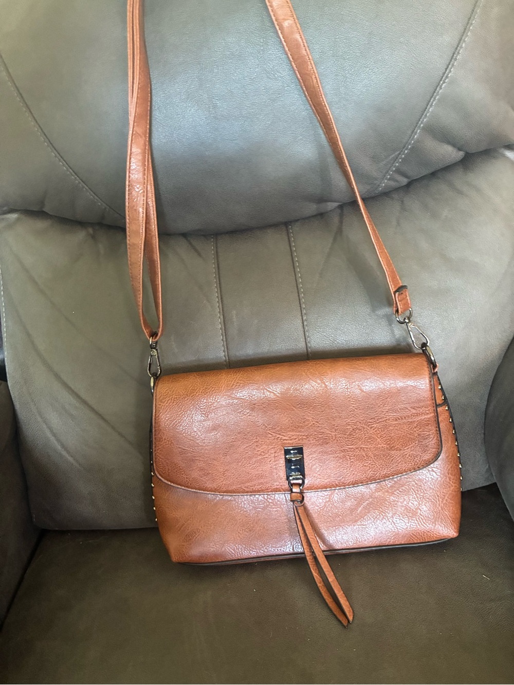 Women's Tan Crossbody Bag with Tassel Accent